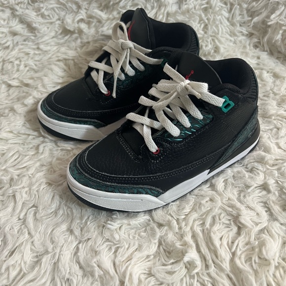 NIKE Jordan Pre-School Air Jordan 3 Retro KIDS SIZE 12C -Black | Siren Red | Hyp - Picture 10 of 13